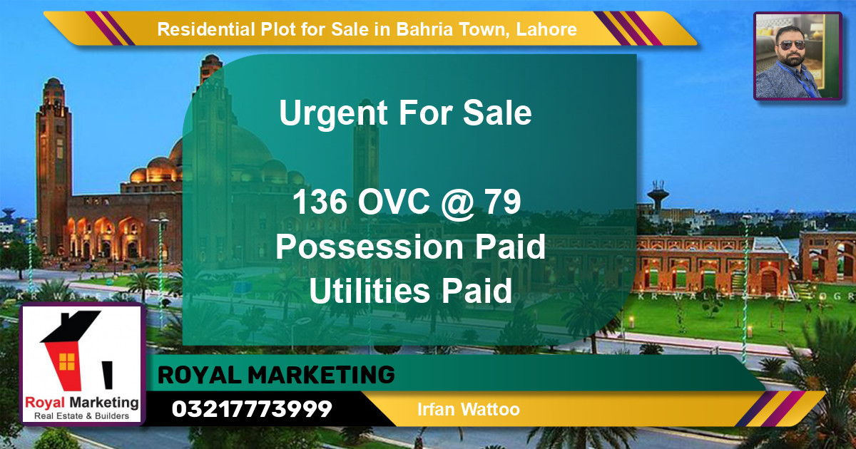 Residential Plot for Sale in Bahria Town, Lahore - (BP-96312)