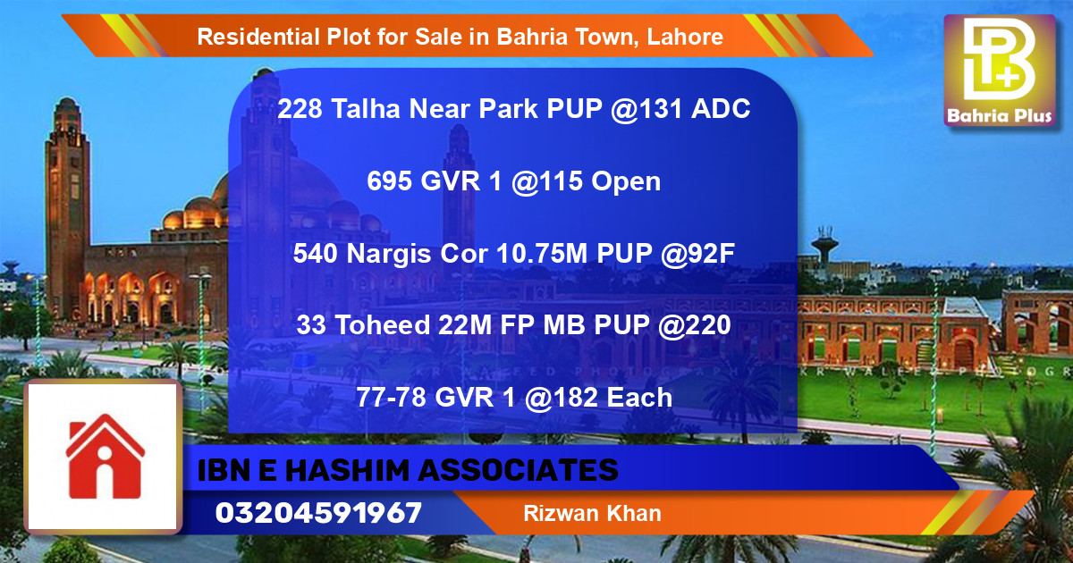 Residential Plot for Sale in Bahria Town, Lahore - (BP-96319)