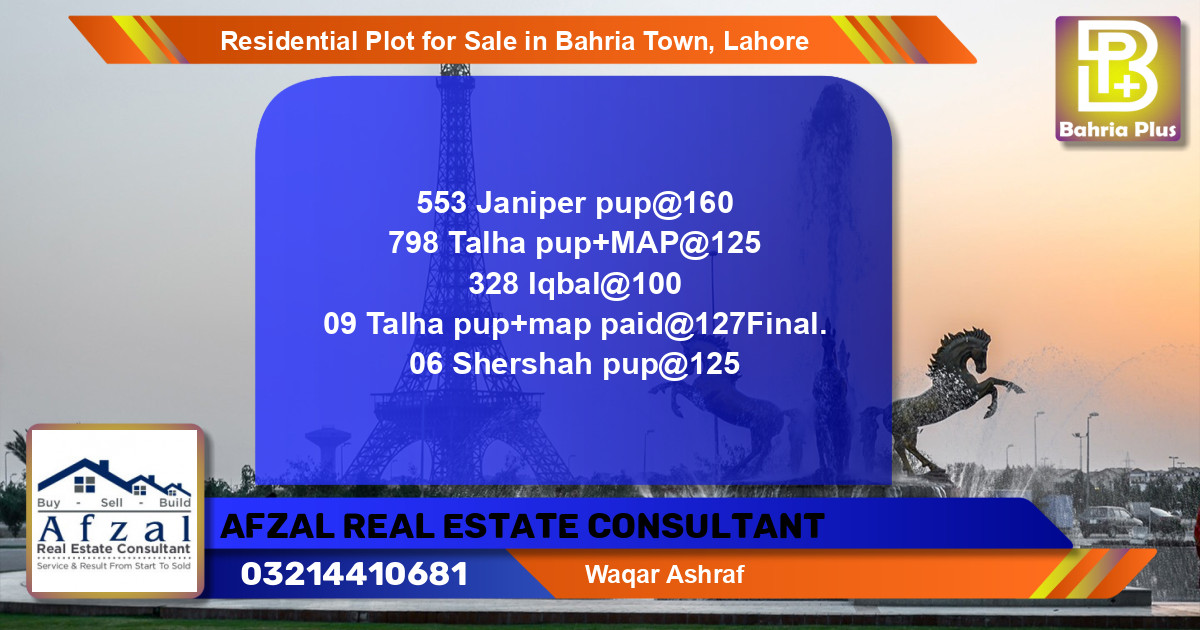 Residential Plot for Sale in Bahria Town, Lahore - (BP-96326)