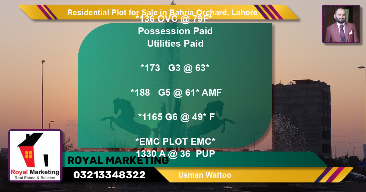 Residential Plot for Sale in Bahria Orchard, Lahore - (BP-96328)