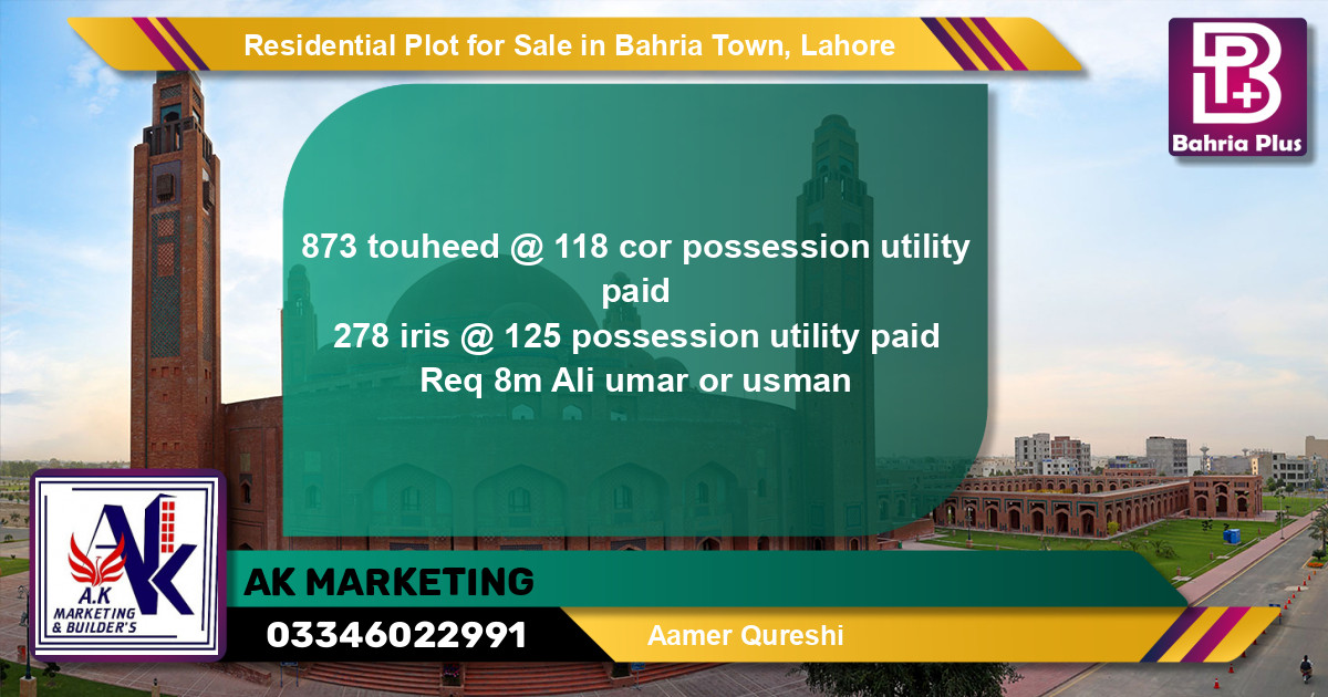 Residential Plot for Sale in Bahria Town, Lahore - (BP-96345)