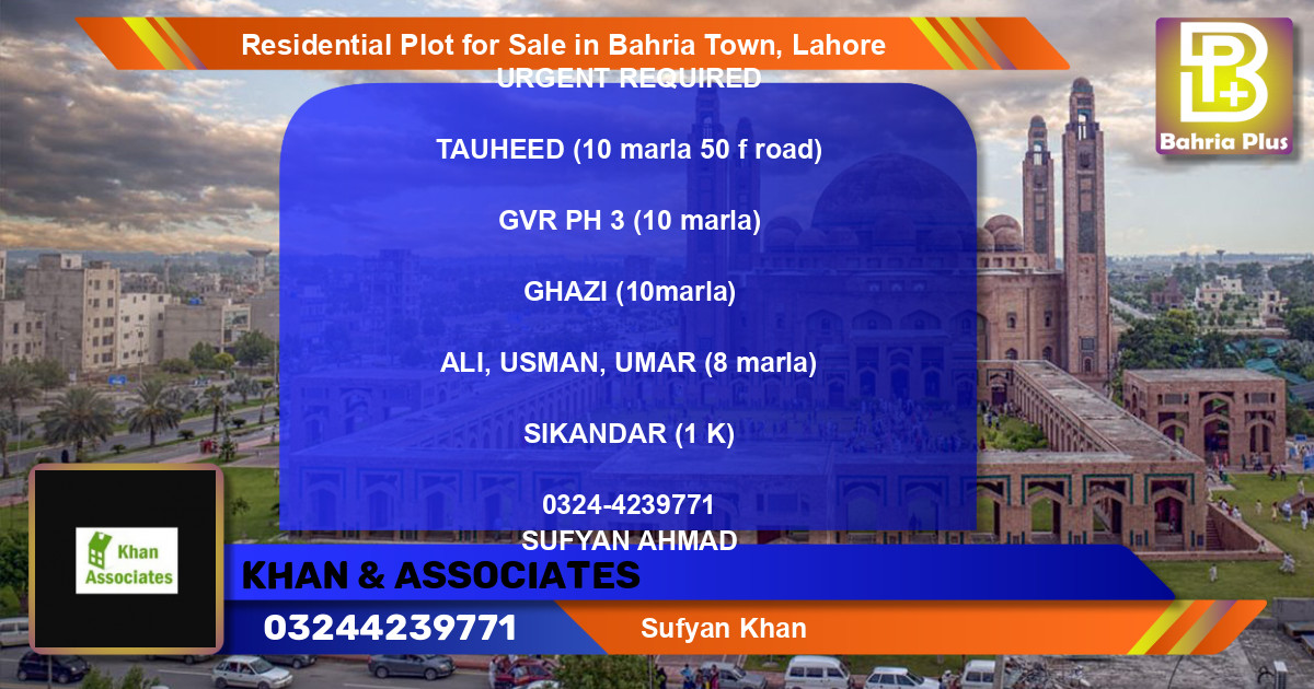 Residential Plot for Sale in Bahria Town, Lahore - (BP-96348)