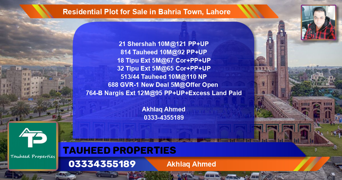 Residential Plot for Sale in Bahria Town, Lahore - (BP-96351)