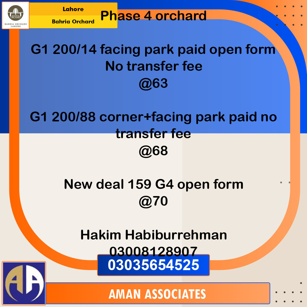 Residential Plot for Sale in Phase 4 - G1 Block - Bahria Orchard, Lahore - (BP-96357)