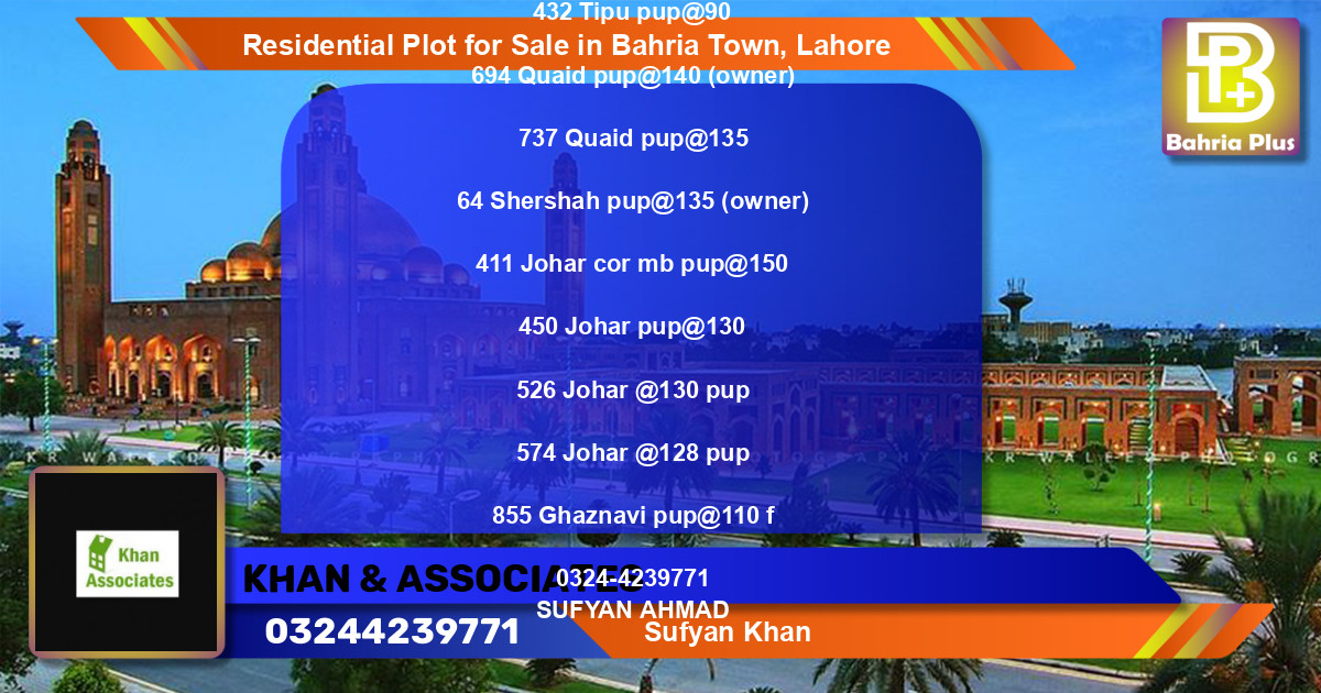 Residential Plot for Sale in Bahria Town, Lahore - (BP-96361)