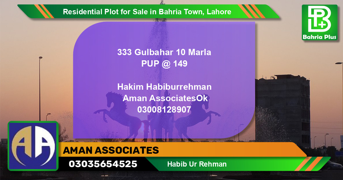 Residential Plot for Sale in Sector C - Gulbahar Block -  Bahria Town, Lahore - (BP-96363)