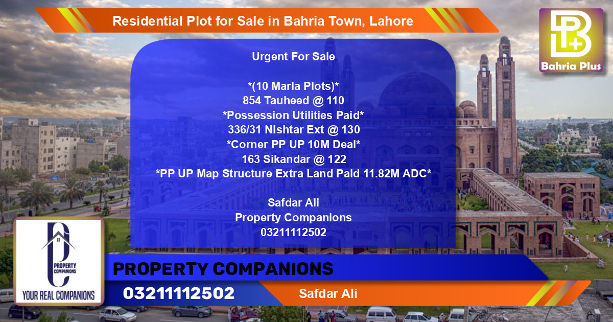 Residential Plot for Sale in Bahria Town, Lahore - (BP-96368)