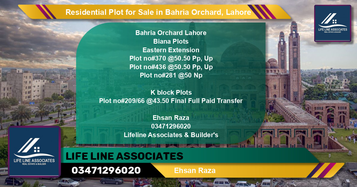Residential Plot for Sale in Bahria Orchard, Lahore - (BP-96371)