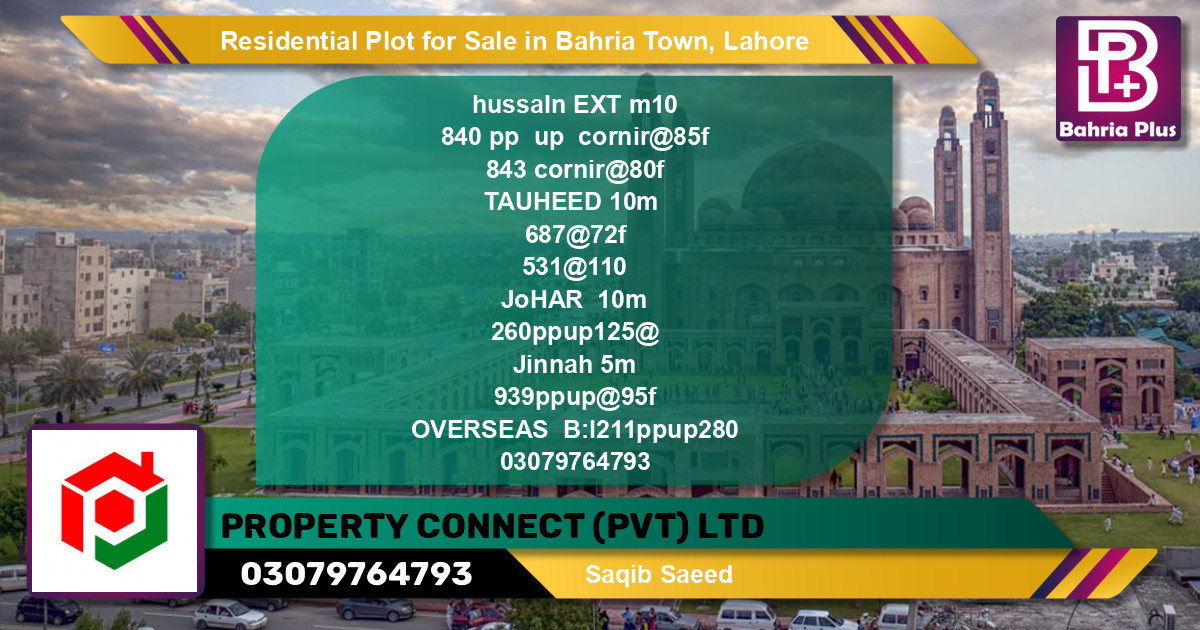 Residential Plot for Sale in Bahria Town, Lahore - (BP-96380)