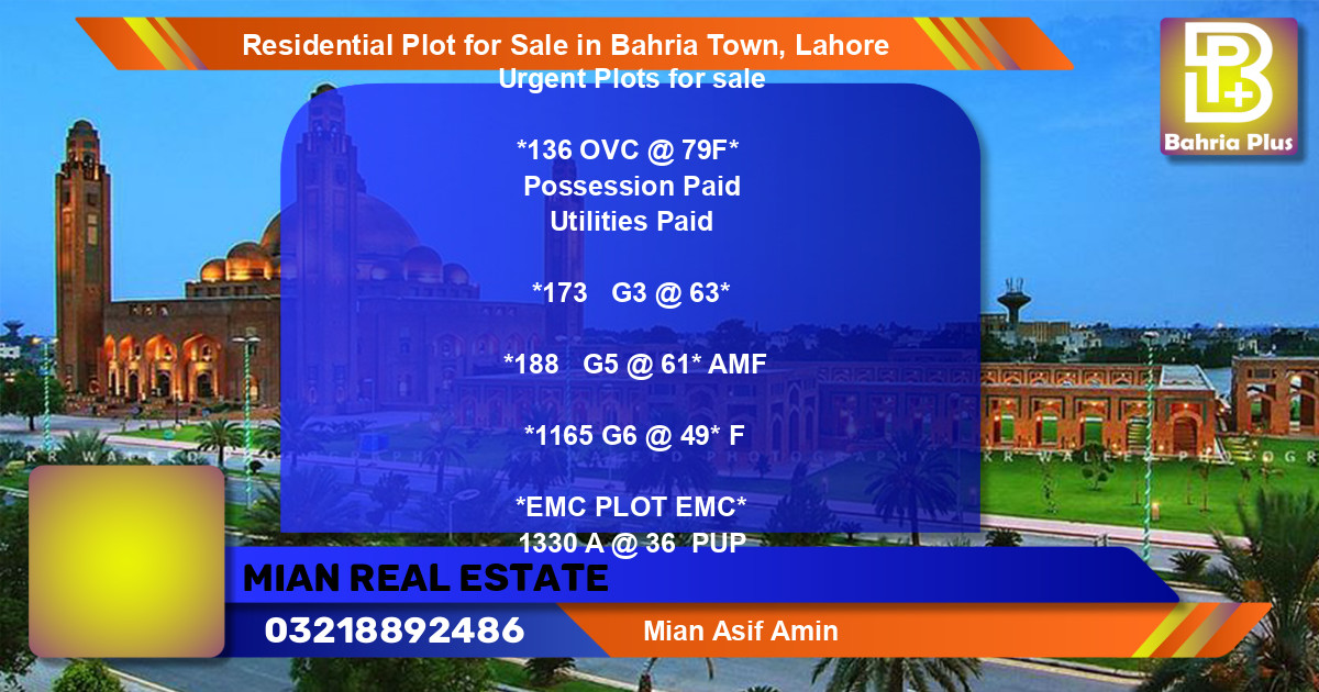 Residential Plot for Sale in Bahria Town, Lahore - (BP-96629)