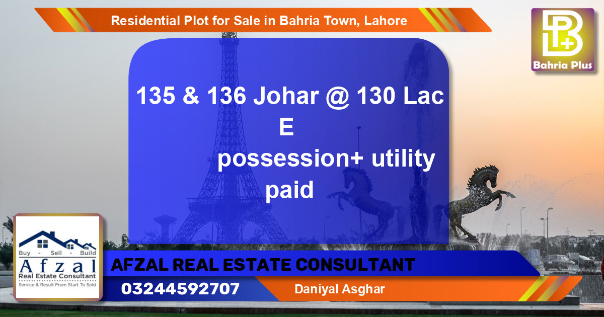 Residential Plot for Sale in Bahria Town, Lahore - (BP-96630)