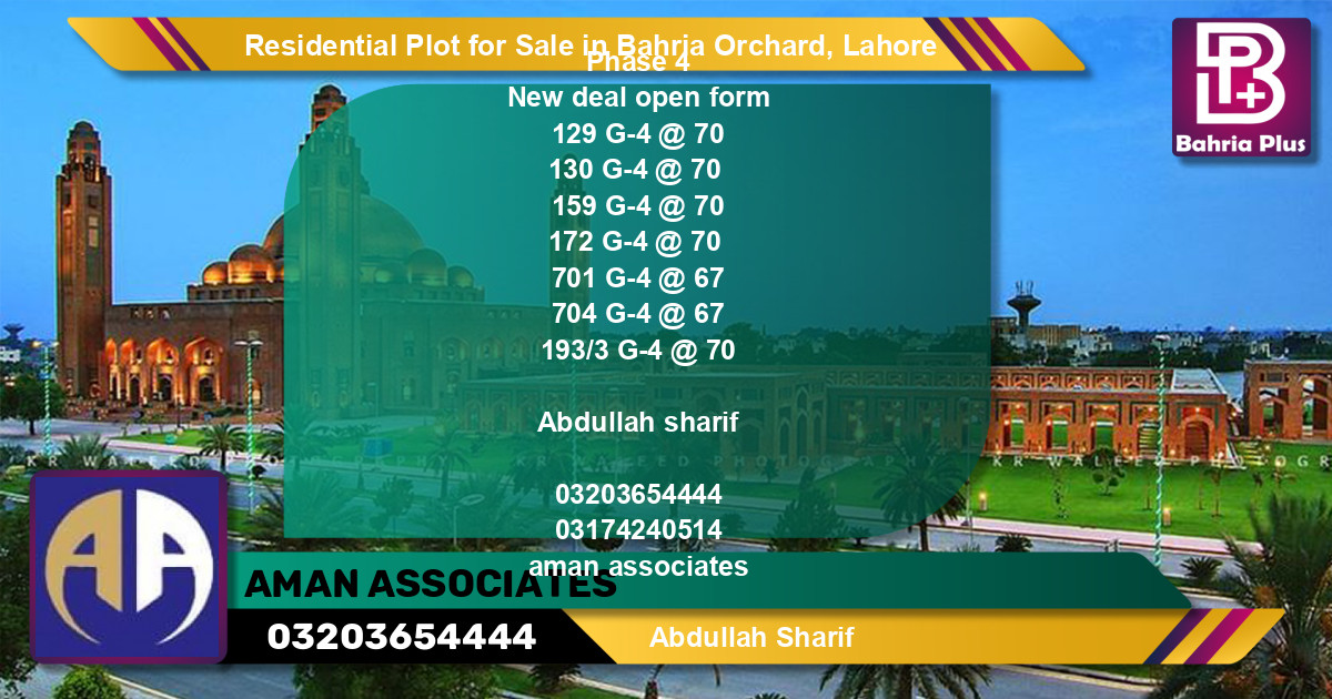 Residential Plot for Sale in Bahria Orchard, Lahore - (BP-96634)