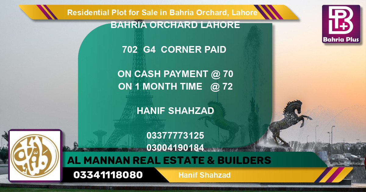 Residential Plot for Sale in Bahria Orchard, Lahore - (BP-96637)