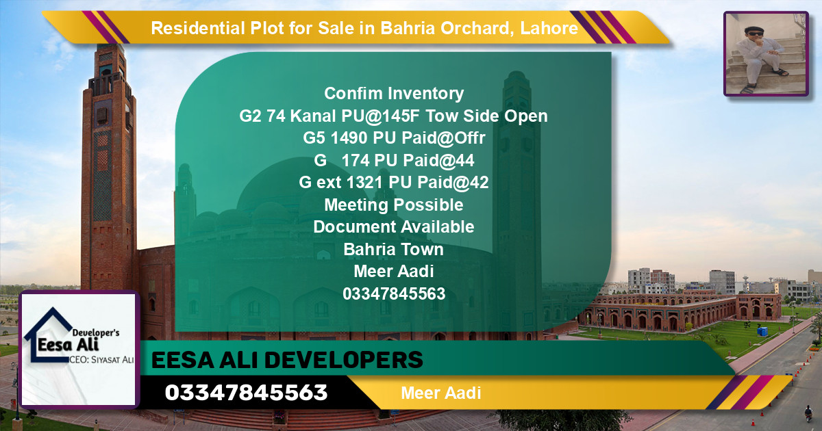 Residential Plot for Sale in Bahria Orchard, Lahore - (BP-96641)