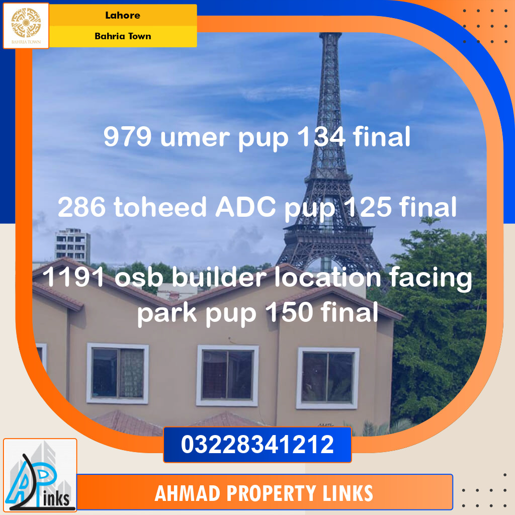 Residential Plot for Sale in Bahria Town, Lahore - (BP-96645)