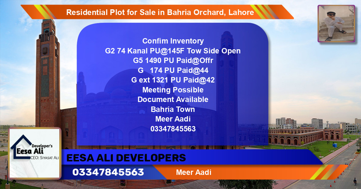 Residential Plot for Sale in Bahria Orchard, Lahore - (BP-96657)