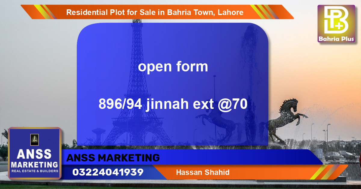 Residential Plot for Sale in Bahria Town, Lahore - (BP-96659)