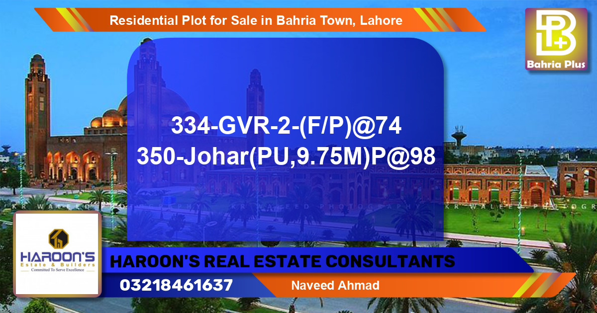 Residential Plot for Sale in Bahria Town, Lahore - (BP-96667)