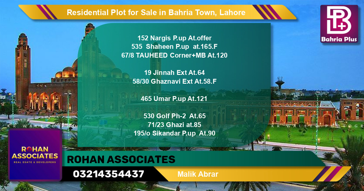 Residential Plot for Sale in Bahria Town, Lahore - (BP-96678)