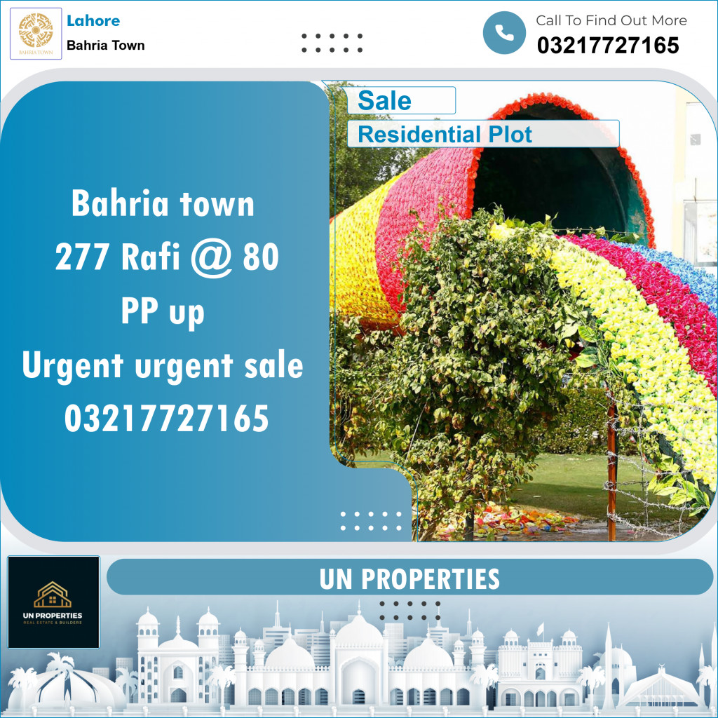 Residential Plot for Sale in Bahria Town, Lahore - (BP-96680)