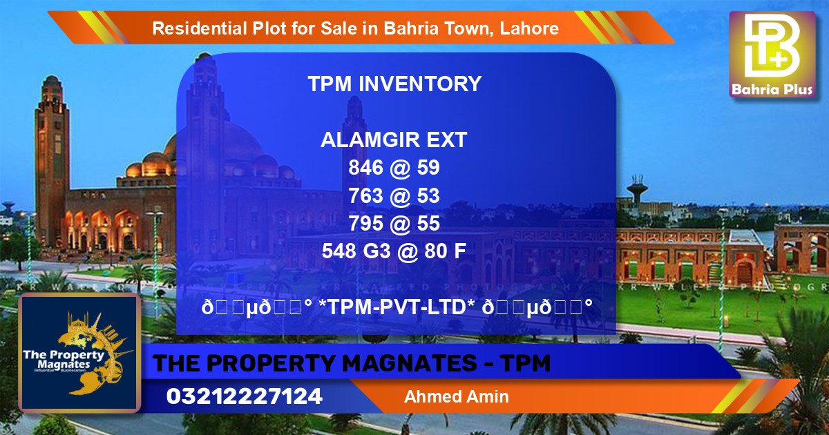 Residential Plot for Sale in Bahria Town, Lahore - (BP-96683)