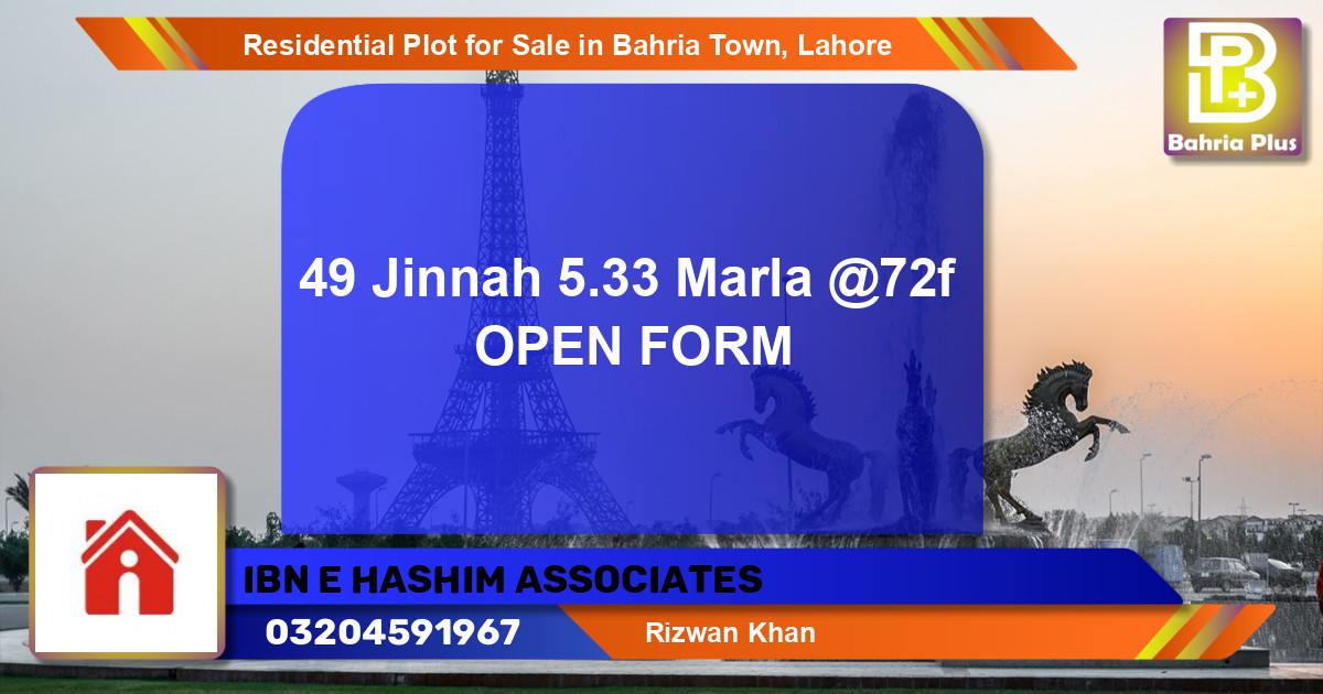 Residential Plot for Sale in Bahria Town, Lahore - (BP-96685)