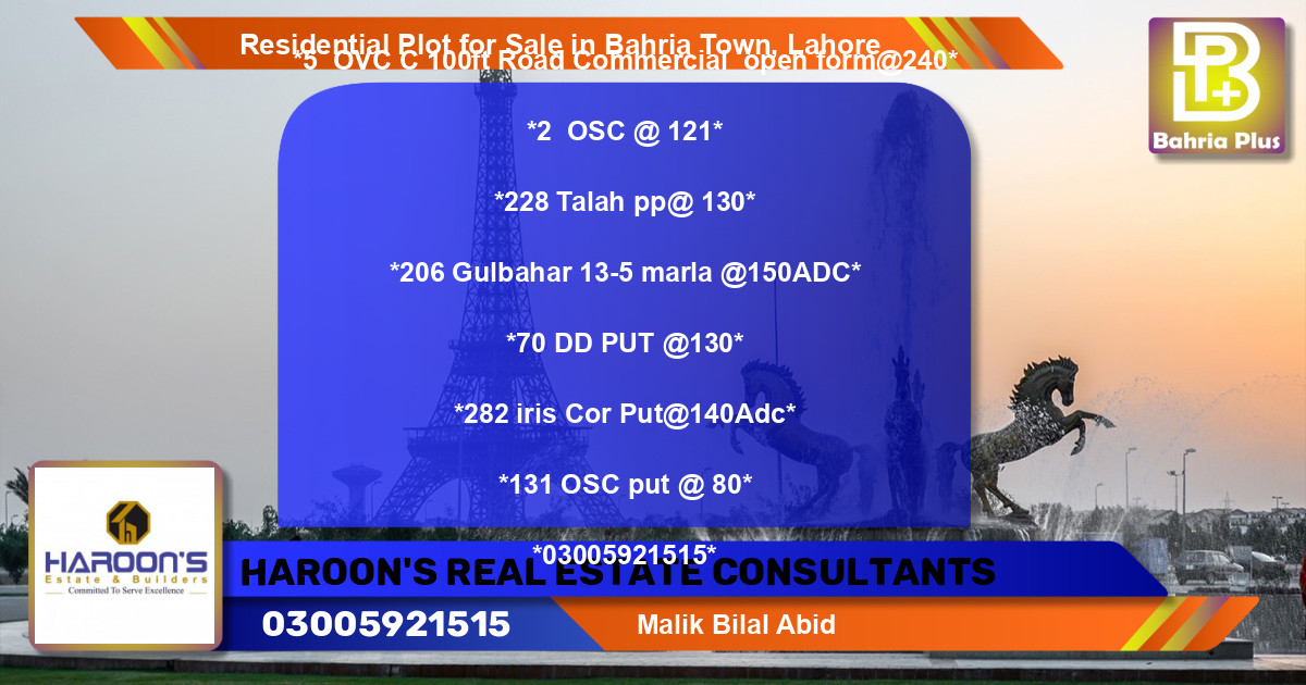 Residential Plot for Sale in Bahria Town, Lahore - (BP-96688)
