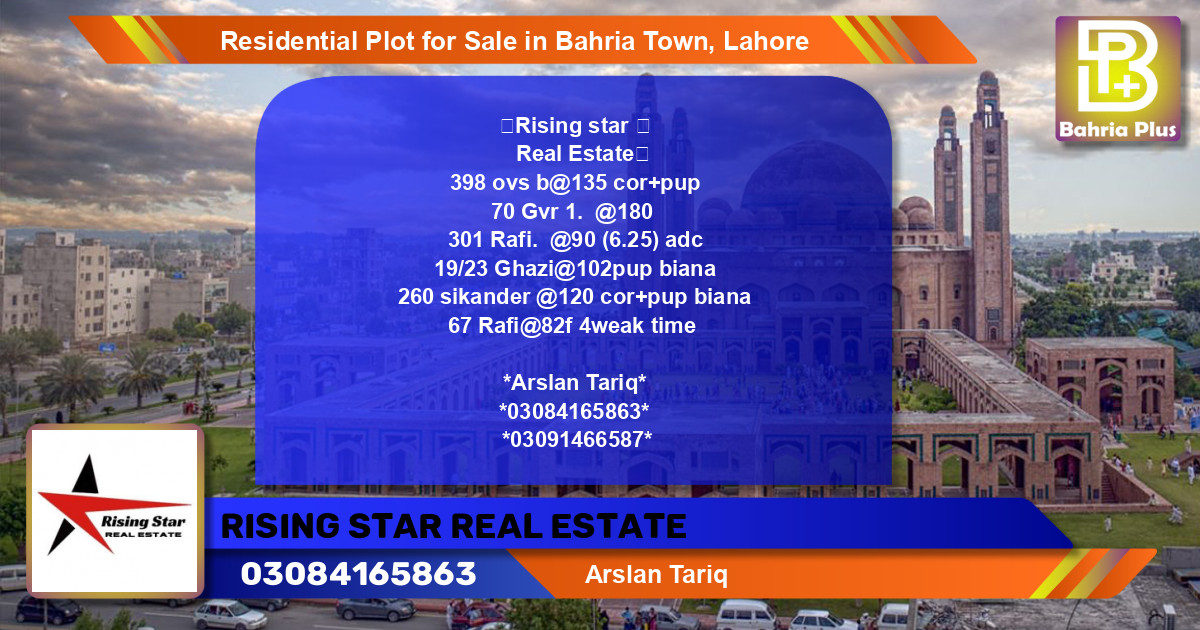 Residential Plot for Sale in Bahria Town, Lahore - (BP-96690)