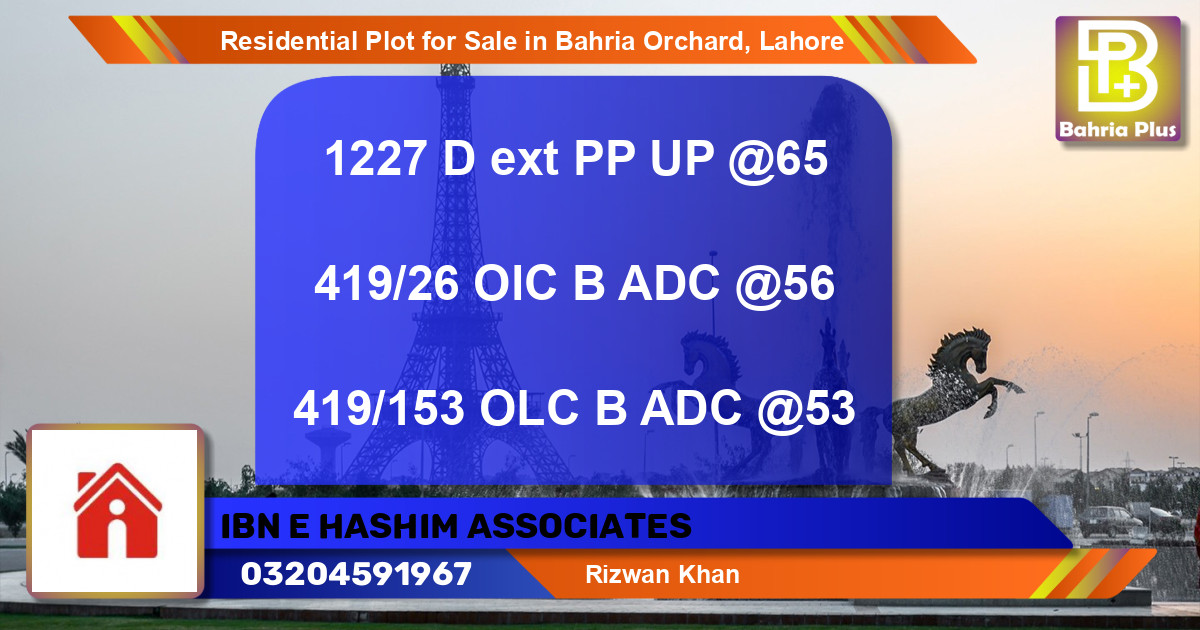 Residential Plot for Sale in Bahria Orchard, Lahore - (BP-96696)