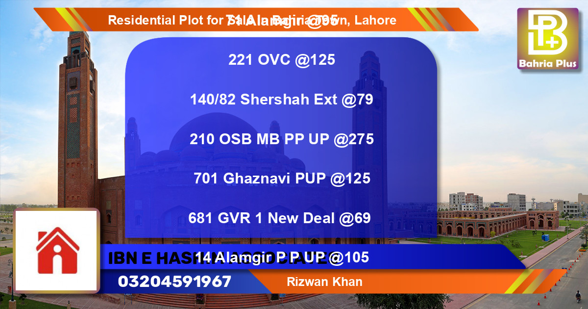 Residential Plot for Sale in Bahria Town, Lahore - (BP-96698)