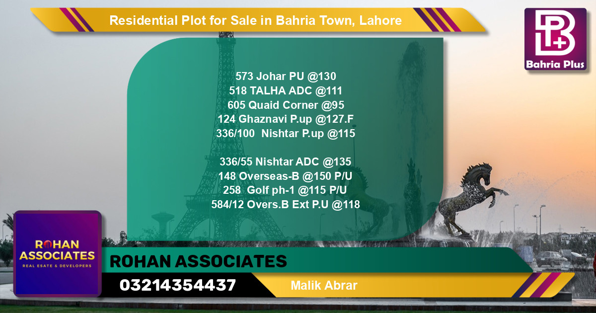 Residential Plot for Sale in Bahria Town, Lahore - (BP-96713)