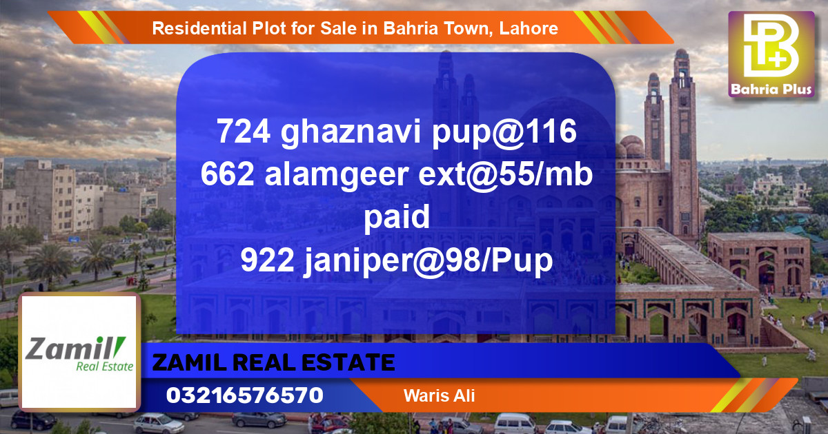 Residential Plot for Sale in Bahria Town, Lahore - (BP-96714)