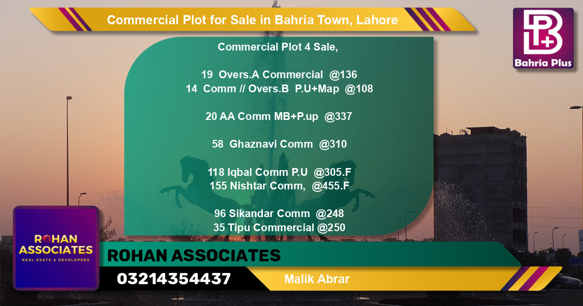 Commercial Plot for Sale in Bahria Town, Lahore - (BP-96717)