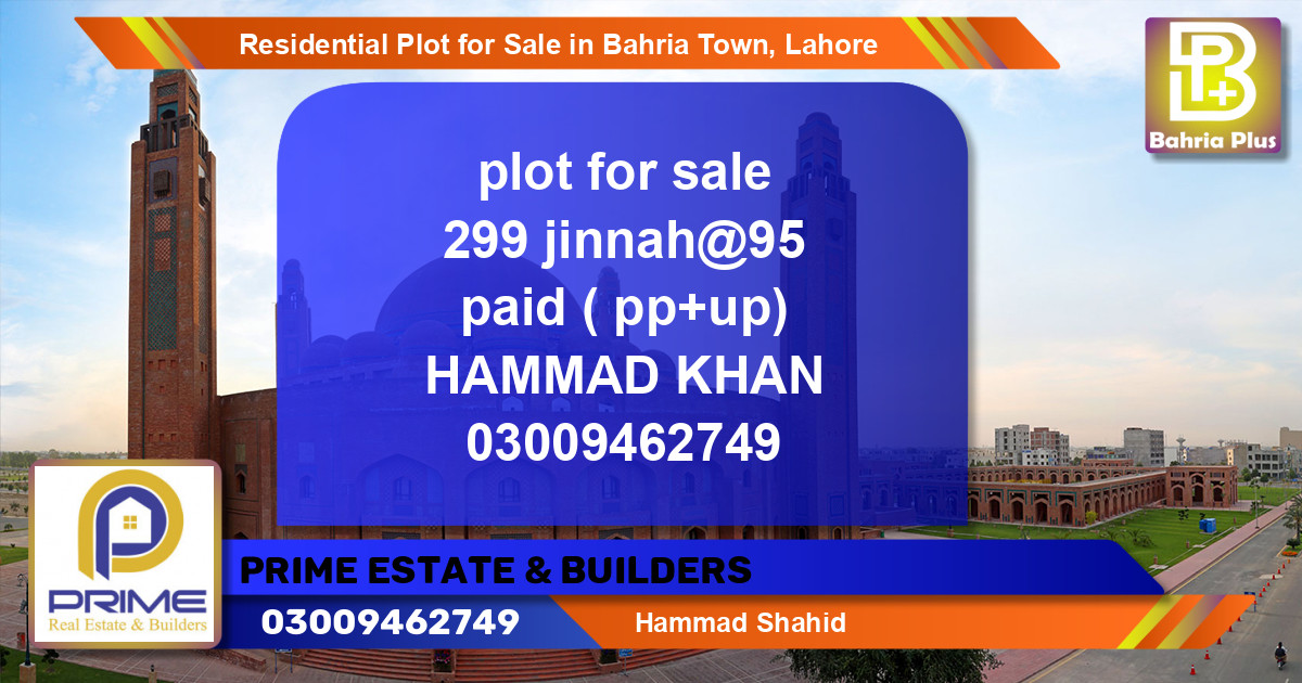 Residential Plot for Sale in Bahria Town, Lahore - (BP-96719)