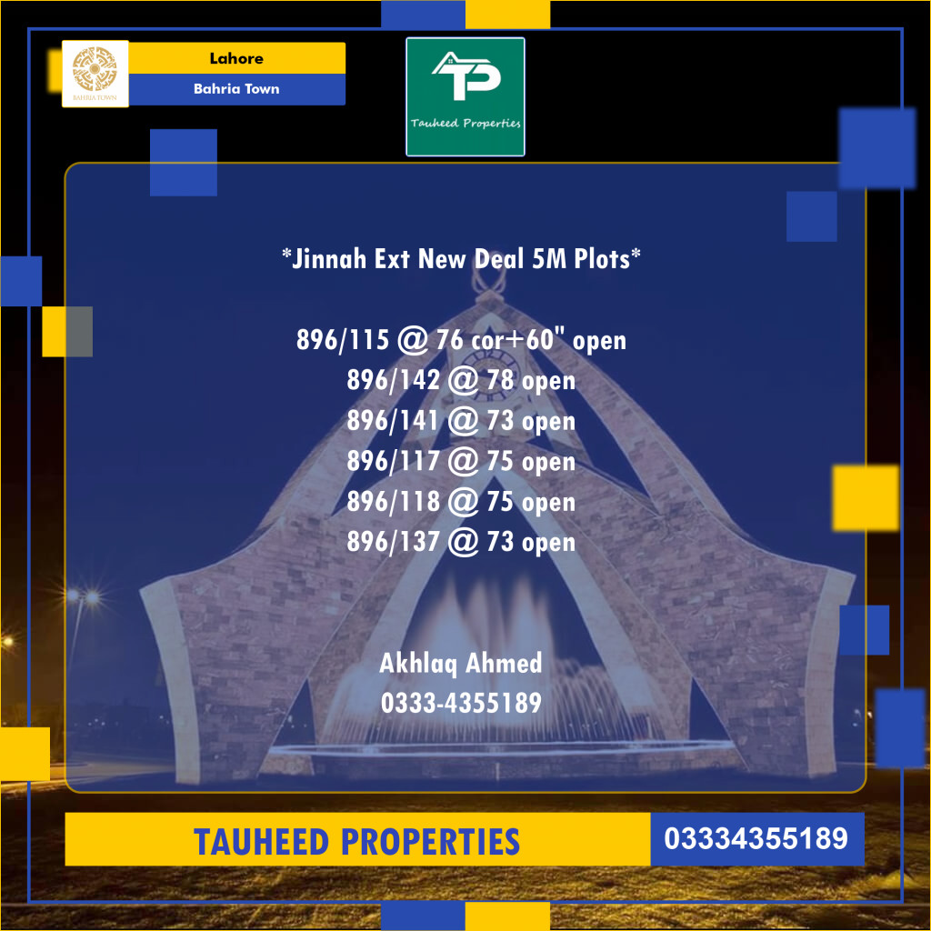 Residential Plot for Sale in Bahria Town, Lahore - (BP-96720)
