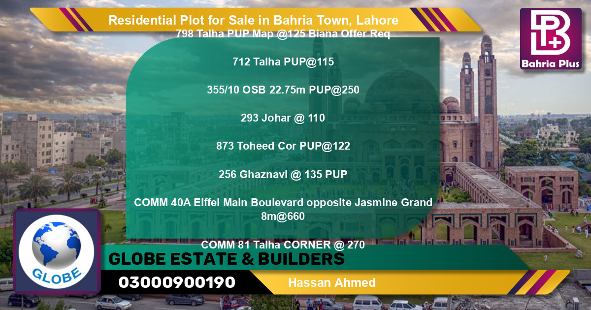 Residential Plot for Sale in Bahria Town, Lahore - (BP-96726)