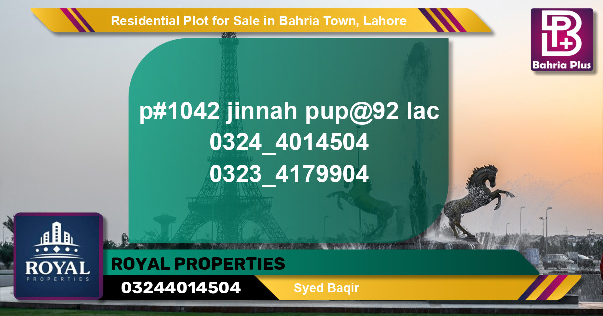 Residential Plot for Sale in Bahria Town, Lahore - (BP-96734)
