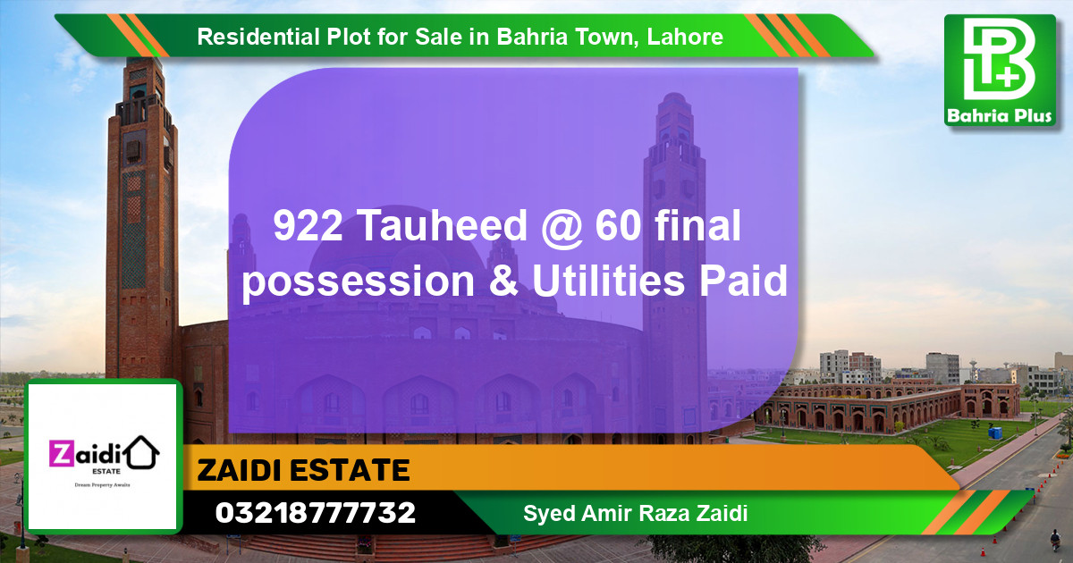 Residential Plot for Sale in Bahria Town, Lahore - (BP-96739)