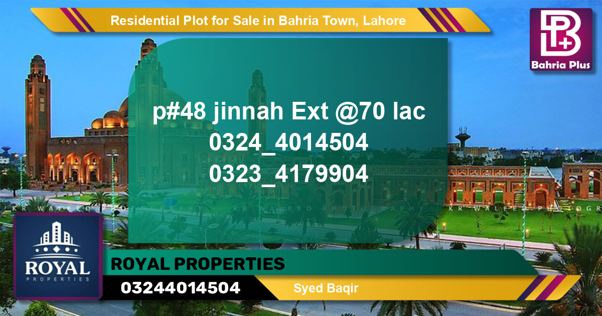 Residential Plot for Sale in Bahria Town, Lahore - (BP-96741)