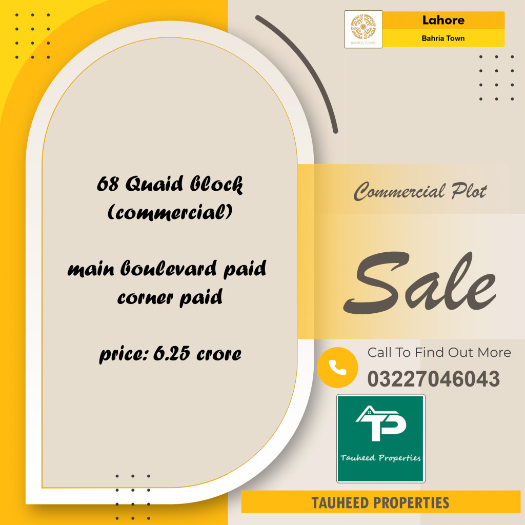 Commercial Plot for Sale in Bahria Town, Lahore - (BP-96760)