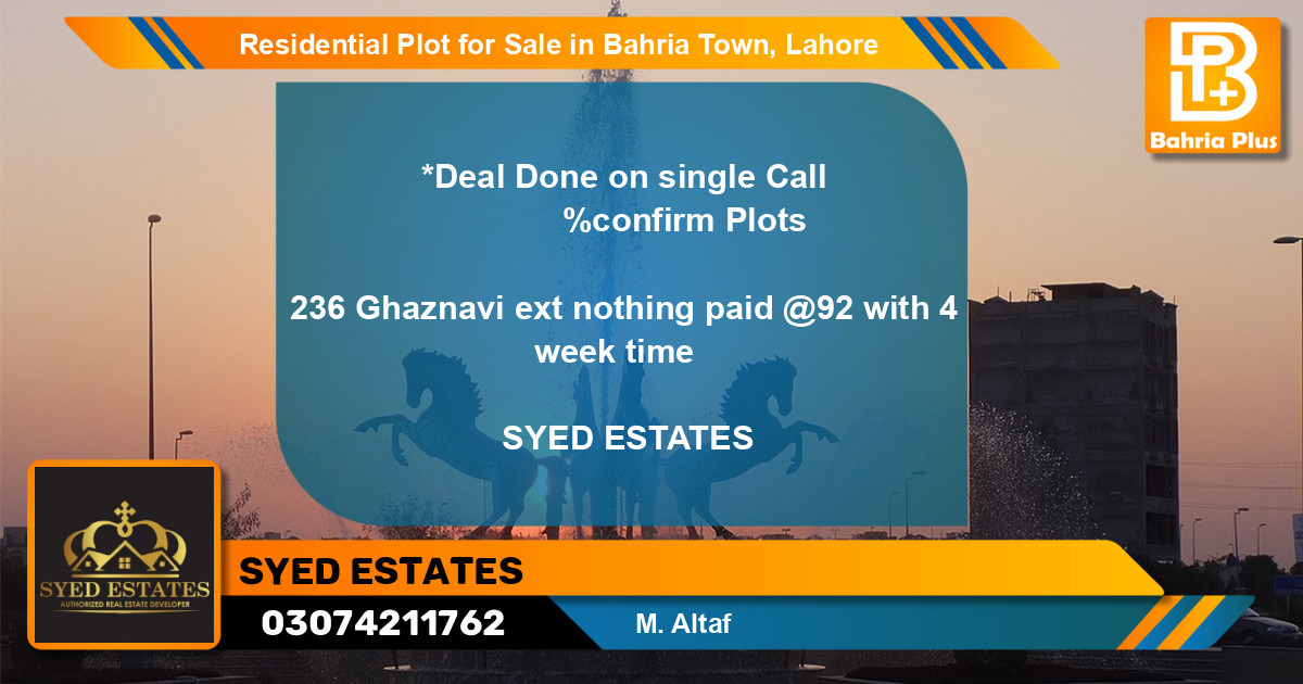 Residential Plot for Sale in Bahria Town, Lahore - (BP-96837)