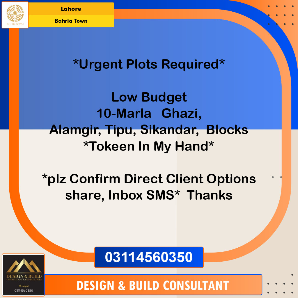 Residential Plot for Sale in Bahria Town, Lahore - (BP-96849)