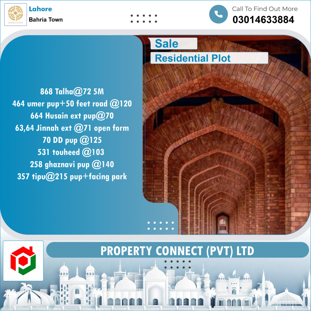 Residential Plot for Sale in Bahria Town, Lahore - (BP-96855)