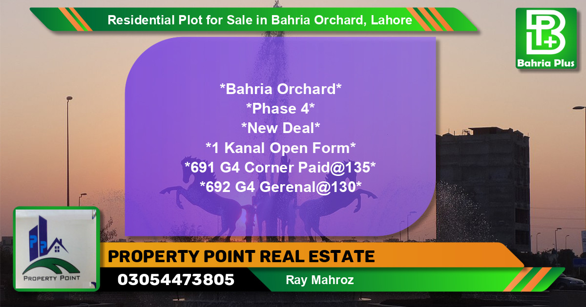Residential Plot for Sale in Bahria Orchard, Lahore - (BP-96862)