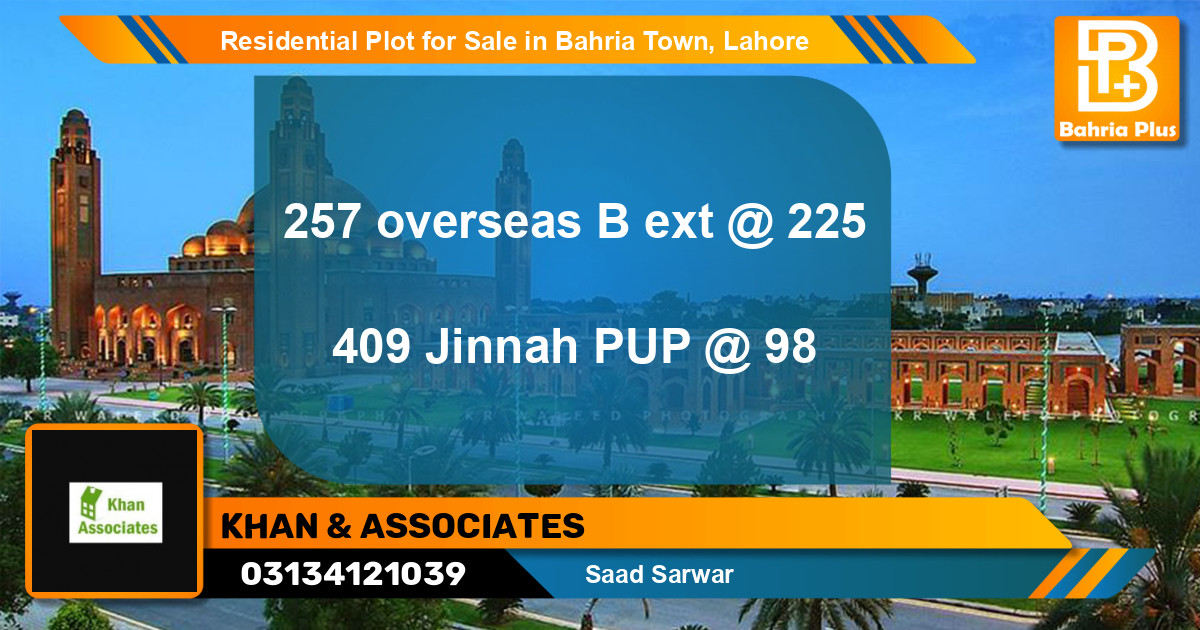 Residential Plot for Sale in Bahria Town, Lahore - (BP-96866)