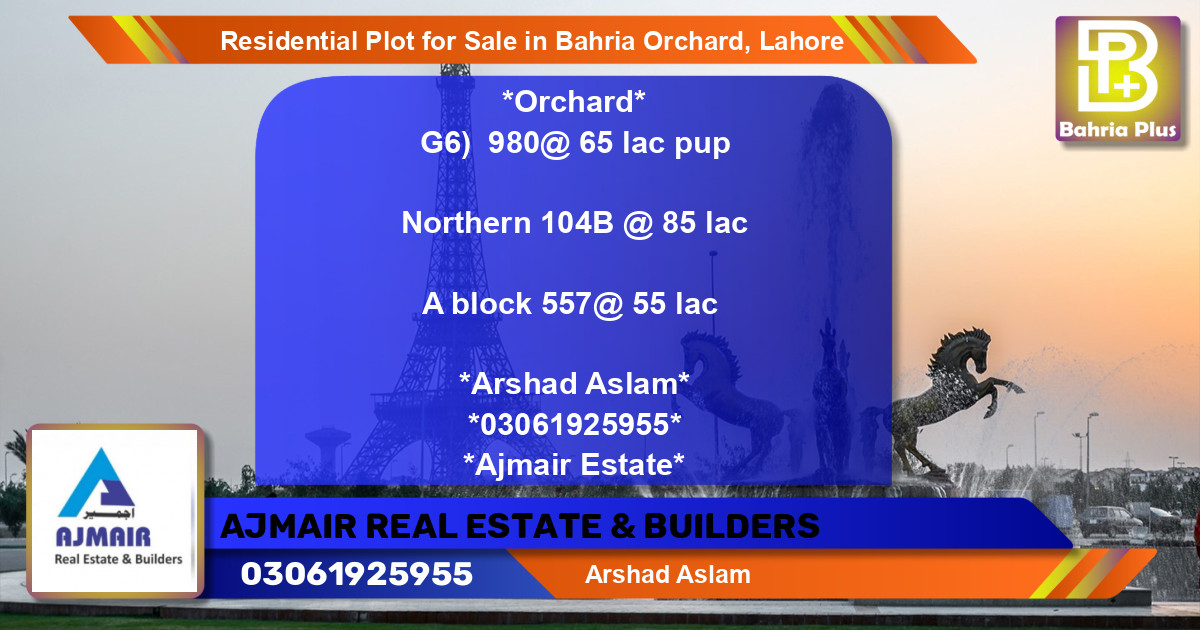 Residential Plot for Sale in Bahria Orchard, Lahore - (BP-96873)