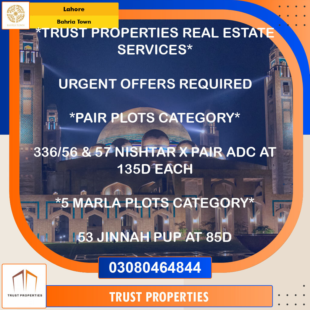 Residential Plot for Sale in Bahria Town, Lahore - (BP-96877)