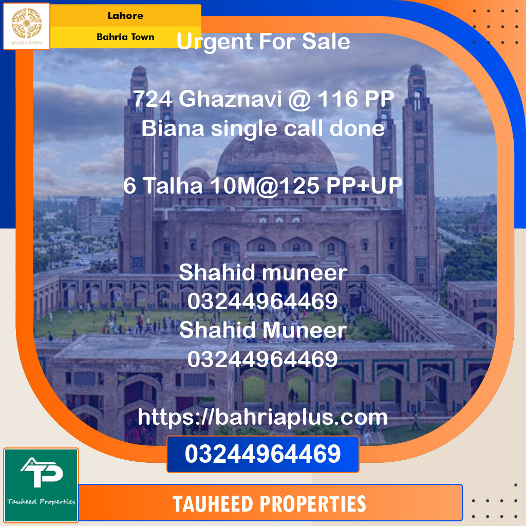 Residential Plot for Sale in Bahria Town, Lahore - (BP-96878)