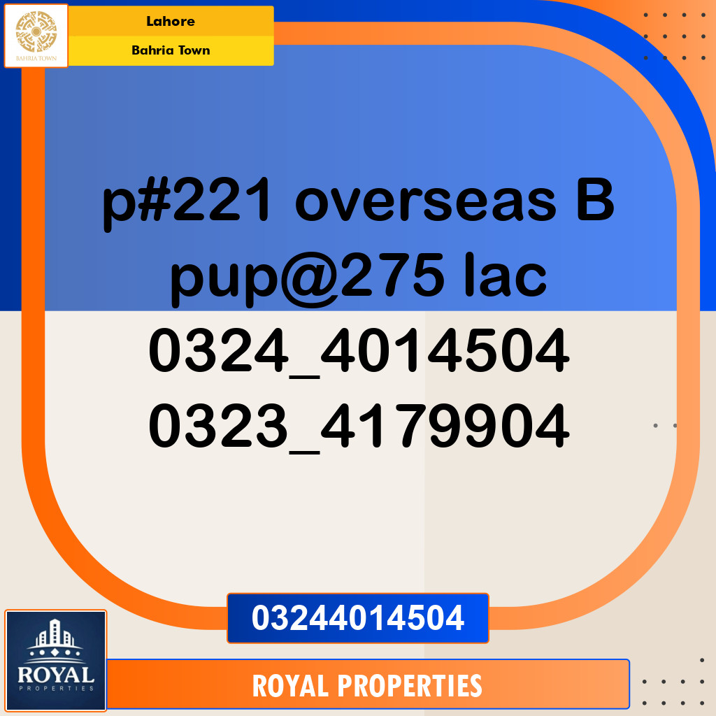 Residential Plot for Sale in Bahria Town, Lahore - (BP-96888)