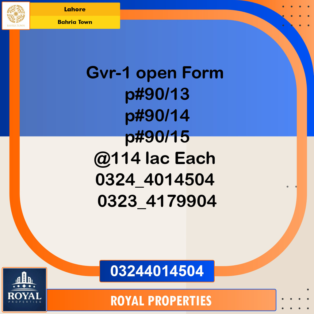 Residential Plot for Sale in Bahria Town, Lahore - (BP-96892)